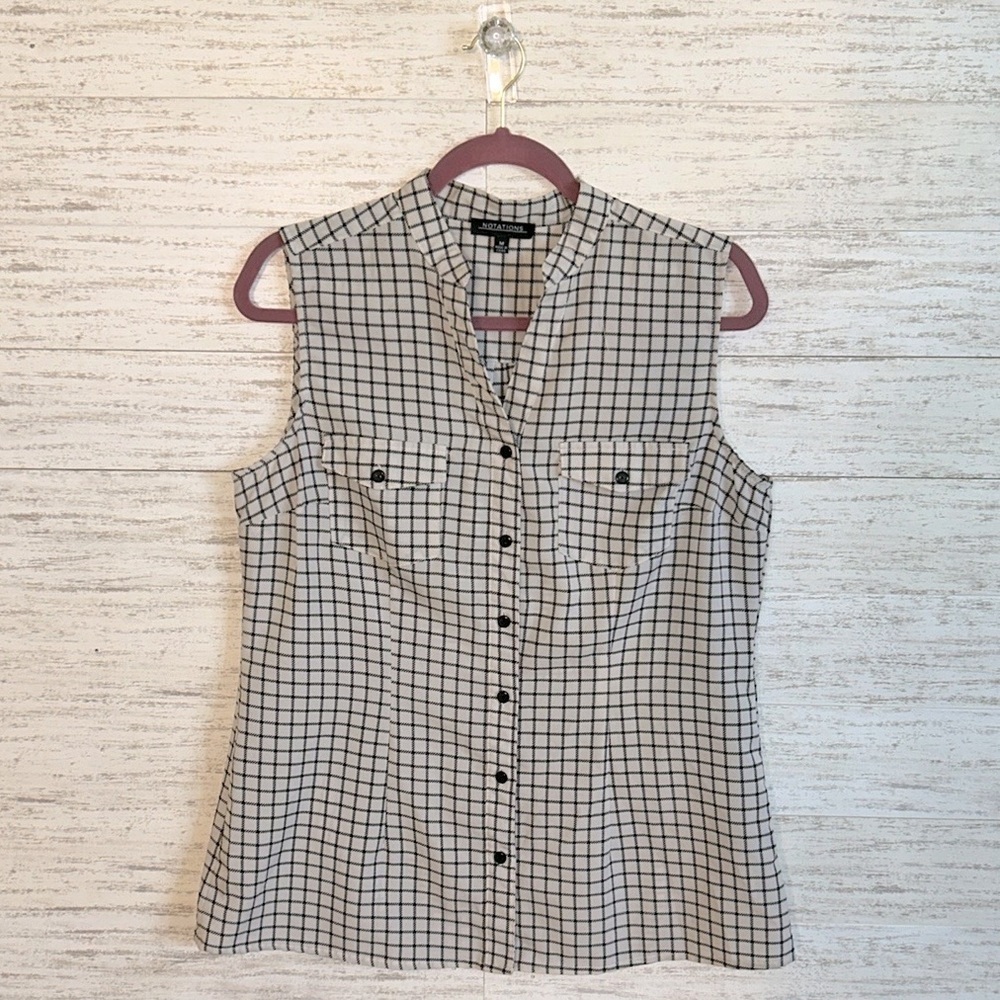 NOTATIONS Button Sleeveless Blouse | SIZE M